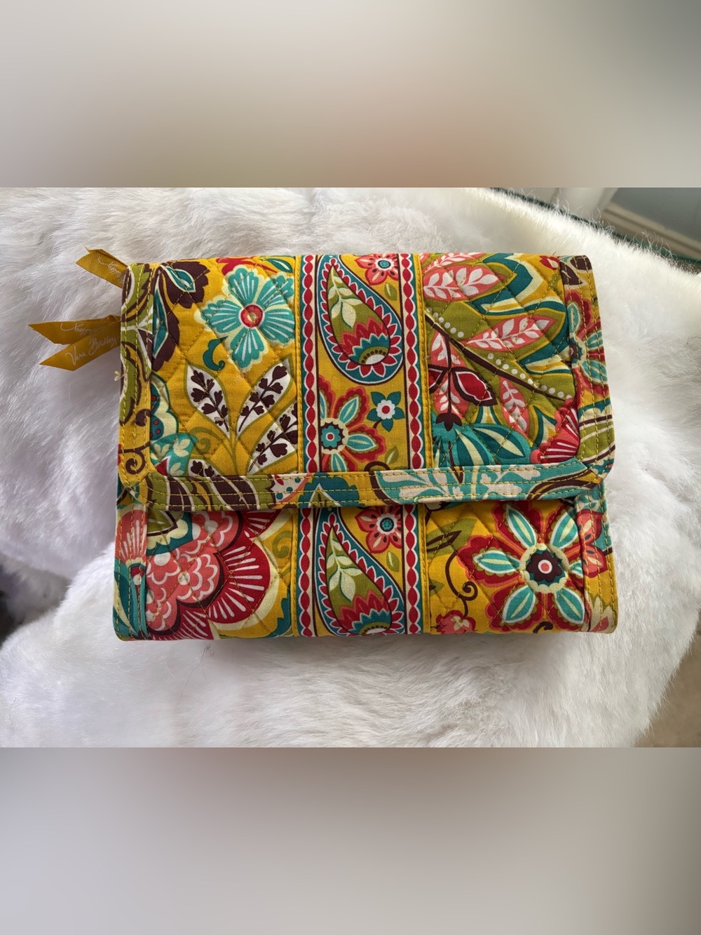 Vera Bradley Quilted Paisley Decorative Throw in Yellow and Teal